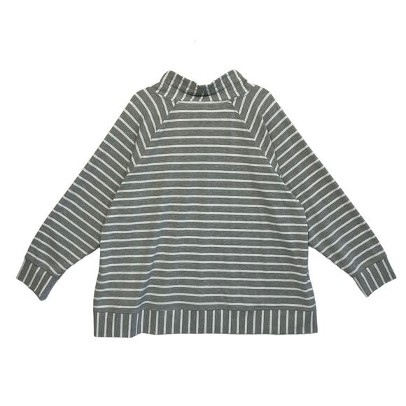 Jane & Delancey Striped Funnel Neck Sweatshirt NWT Women's Sz 2X Gray White - Picture 2 of 7